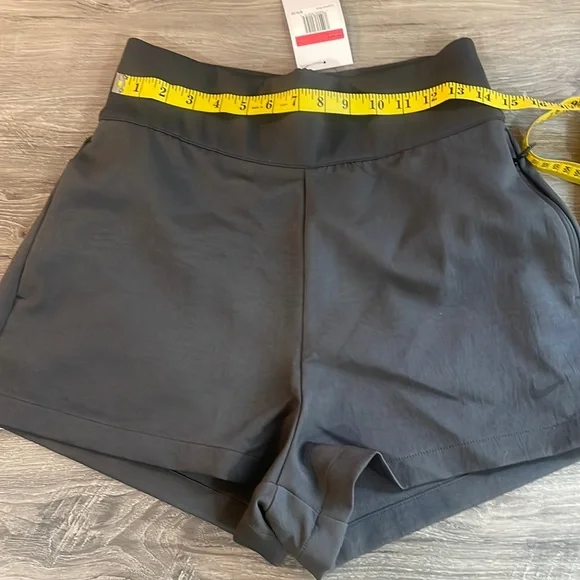 Nike high waisted grey anthracite shorts with pockets, zipped pocket, Large,NWT - Picture 2 of 10